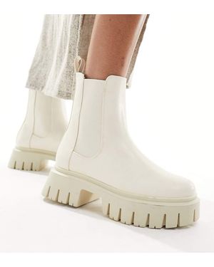 Asos Design Wide Fit Anthem Chunky Chelsea Boots - White
