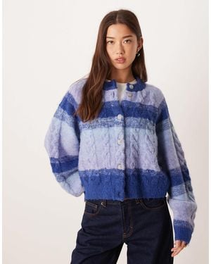 Y.A.S Premium Color Block Chunky Cardigan - Blue