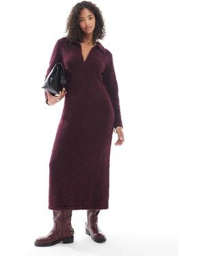 Native Youth Soft Puff Knitted Polo Dress - Purple