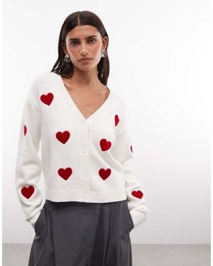 French Connection Vest Met Hartapplicatie En Breisel - Wit