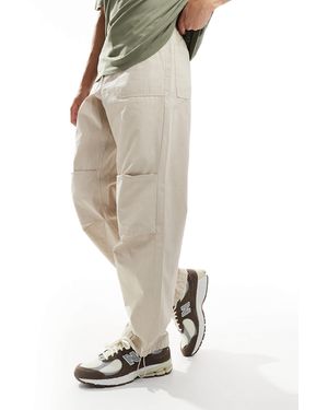 SELECTED Loose Fit Elasticated Waistband Ripstop Trousers - White