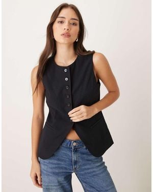 Mango High Neck Tailored Waistcoat Co-Ord - Blue