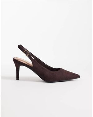 New Look Slingback Schoenen Van Imitatiesuède Met Hak - Bruin