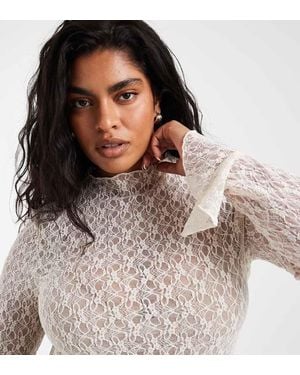 Vero Moda Bell Sleeve Lace Top - Brown