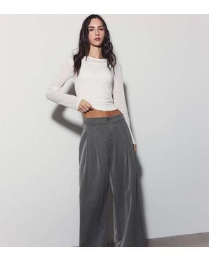 Stradivarius Tall Wide Leg Smart Trousers With Darts - Grey