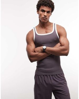 4505 Seamless Rib Slim Fit Vest With Contrast Binding - Grey