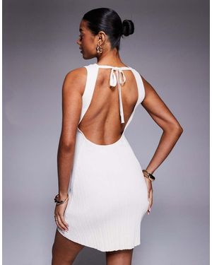 Princess Polly Fine Knit Sleeveless Low Back Mini Dress - Natural