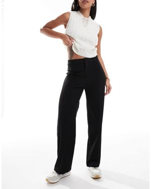 Pull&Bear Pantaloni Sartoriali Dritti Neri Con Cuciture Sul Davanti - Nero