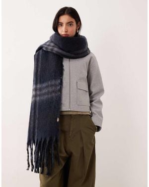 Dickies Sciarpa Oversize A Quadri Scuro E Nero - Blu
