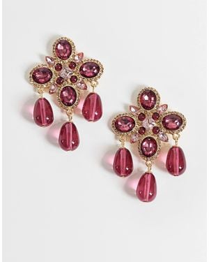 Accessorize Margot Statement Cross Earring - Purple