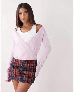 Monki Long Sleeve Wrap Cardigan - Purple