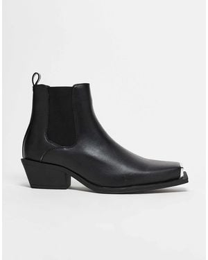 ASOS Cuban Heel Western Chelsea Boots - Black
