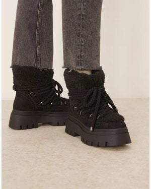 ASOS Acclaim Shearling Lace Up Snow Boots - Black