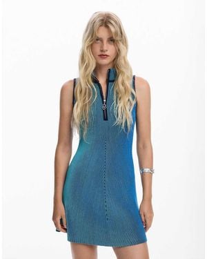 Desigual Vertical Striped Dress - Blue