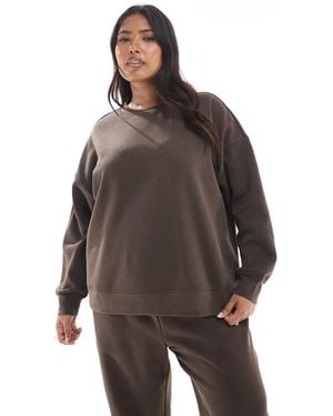 Pieces Plus Pieces Curve Oversized Sweatshirt Co-ord - Brown