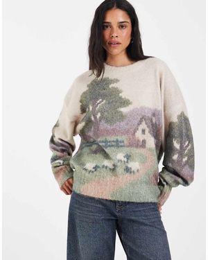 Muse Assembly Maglione Lavorato A Maglia Con Grafica Erin Color Crema - Grigio