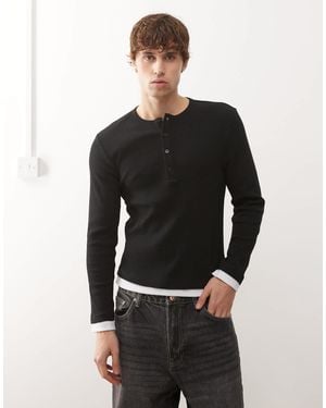 Collusion Double Layer Henley - Black