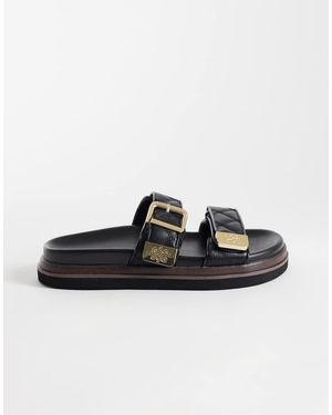 River Island Sandalias Acolchadas De Doble Tira Con Plantilla En - Negro