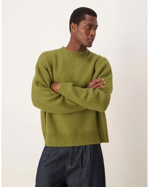 ASOS Super Oversized Boxy Fit Brushed Knit Crew Neck Sweater - Green
