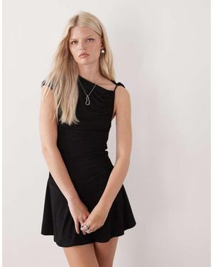 Reclaimed Vintage Mini Skort Dress With Shoulder Tie Detail - Black
