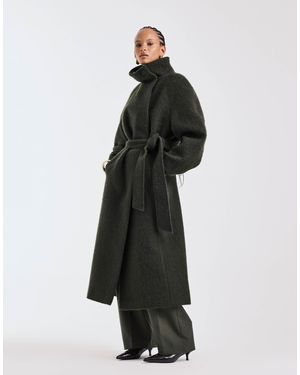 ASOS Premium Brushed Wool Blend Oversized Funnel Neck Coat - White