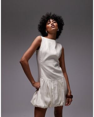ARKET V Neck Back Puffball Mini Dress - Grey