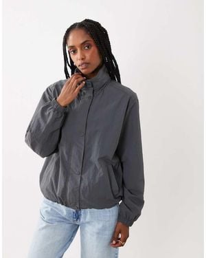 Threadbare Giacca Impermeabile Antracite Con Collo A Imbuto - Blu