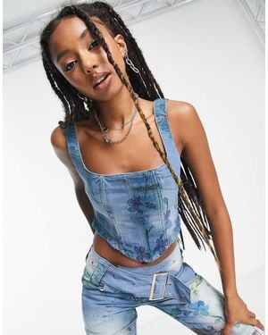 Jaded London Square Neck Corset - Blue