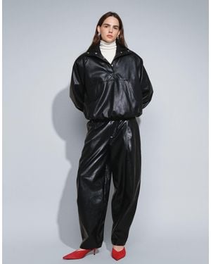 ASOS Tailored Faux Leather Tapered Pants - Black