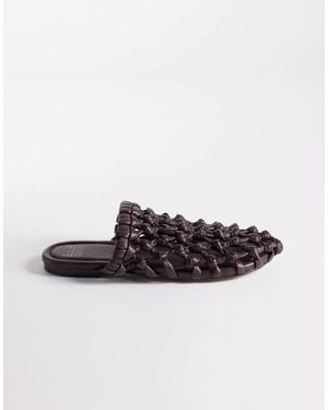 Bronx Mules Planas Con Diseño Entretejido Ann-Aya De - Marrón