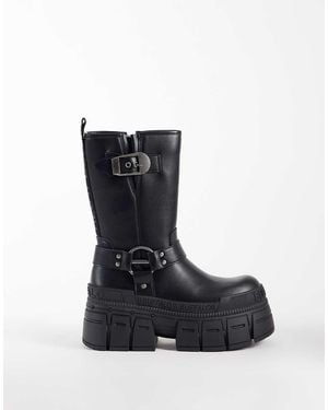 Buffalo Gosper Platform Moto Boots - Black