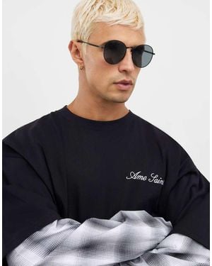 River Island Round Tortoise Arms Sunglasses - Blue