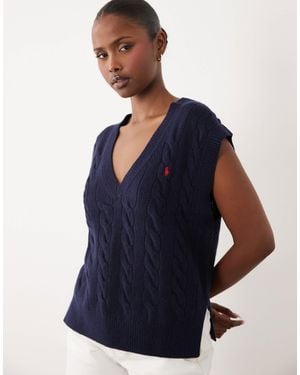 Polo Ralph Lauren – strickpullunder aus baumwolle - Blau