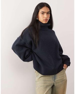 Weekday Premium Wool Oversized Turtleneck Jumper - Blue