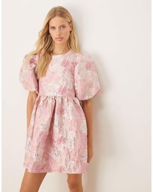 Sister Jane Dream Jacquard Puff Sleeve Mini Dress Co-ord - Pink