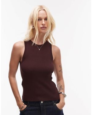 Mango High Crew Neck Vest - Red