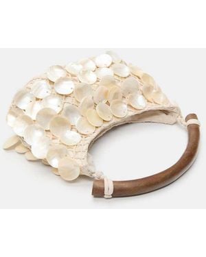 Pull&Bear Shell Beaded Top Handle Bag - White