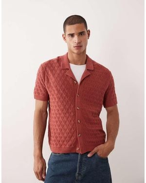 Abercrombie & Fitch Knit Short Sleeve Polo - Red