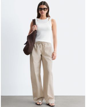 & Other Stories Wide Leg Cotton Pull On Pants - White