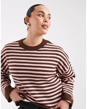 ONLY Strickpullover mit -rosa streifen - Rot