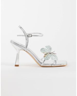 Public Desire Colossus Flower Barely There Heeled Sandals - White