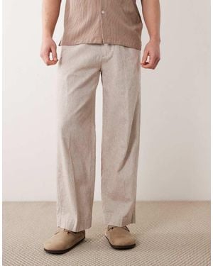 Abercrombie & Fitch baggy Twill Linen Blend Trousers - Natural