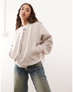 Noisy May Lightweight Brushed Bomber Jacket - Natural