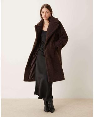 New Look Borg Long Coat - Natural