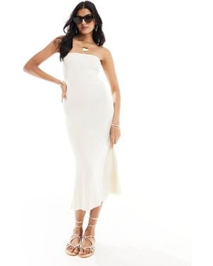 Style Cheat Knitted Bandeau Midi Dress - White