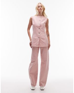 TOPSHOP Vaqueros Rosas De Talle Medio Y Corte Barrel De -Rojo