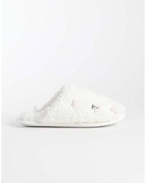 Boux Avenue Embroidered Mule Slipper - White