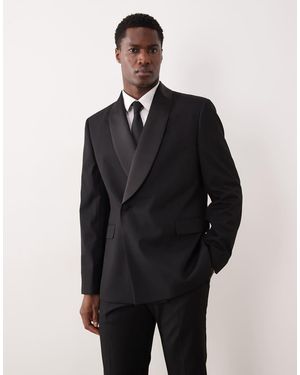 ASOS Slim Suit Jacket With Tonal Micro Checkerboard Weave - Blue