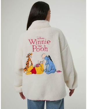 Skinnydip London Disney Winnie The Pooh Embroidered Fleece Jacket - Grey