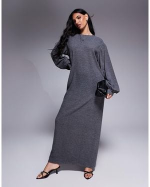 ASOS Maxi Slouchy Super Soft Dress With Extreme Blouson Sleeve - Blue